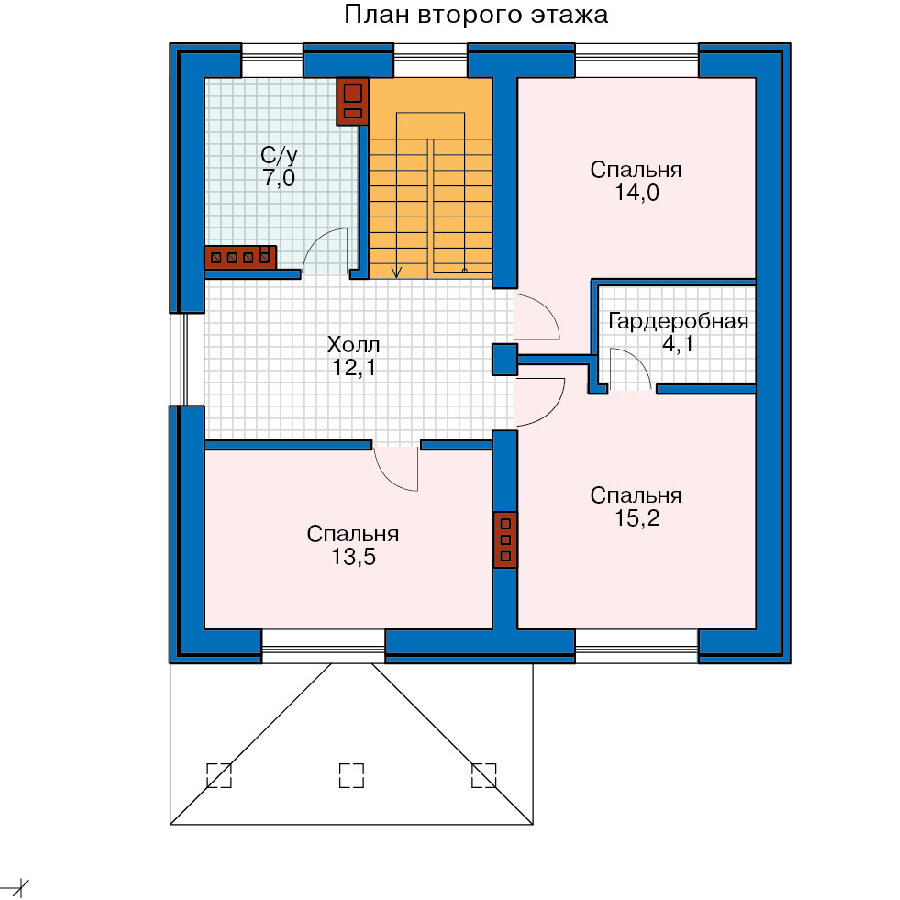 58-29BL-Catalog-Plans - Проект двухэтажного дома из газобетона с террасой - фотография № 3