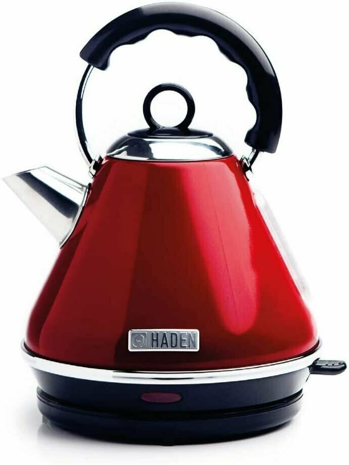 Чайник Haden SF017, красный (Haden Boston Cordless Kettle - Electric Pyramid Fast Boil Kettle, 3000W, 1.7 Litre, Metallic Red - SF017) - фотография № 1