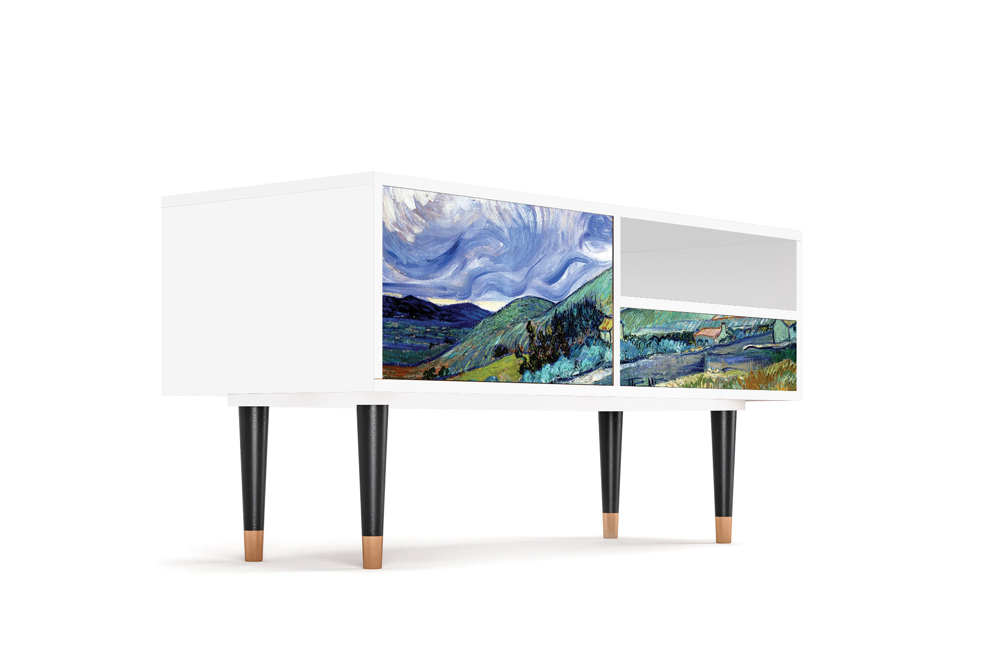 ТВ-Тумба - STORYZ - T3 Landscape from Saint-Rémy by Vincent van Gogh, 115 x 59 x 48 см, Белый - фотография № 4