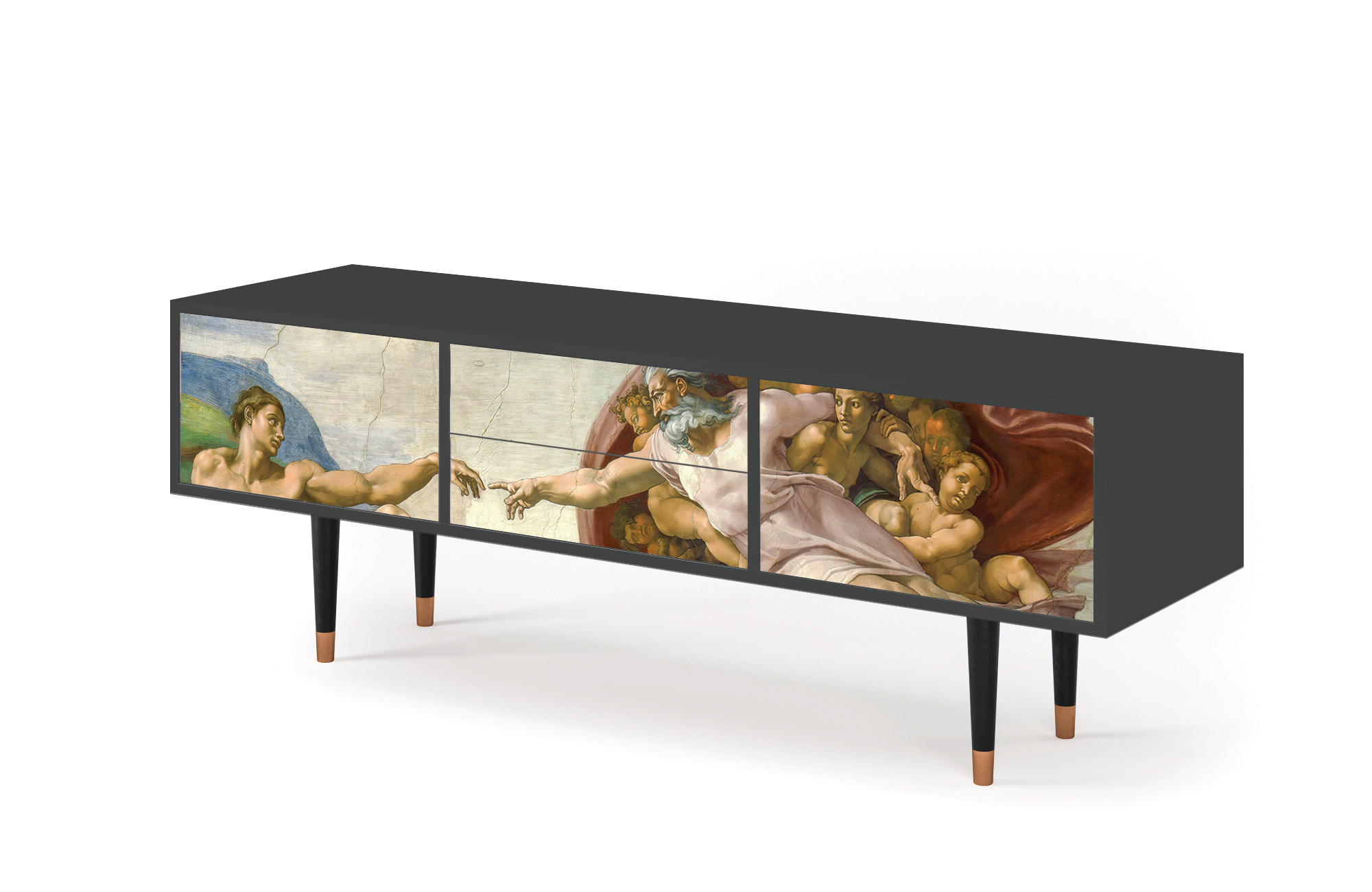 ТВ-Тумба - STORYZ - T4 The Creation of Adam by Michelangelo, 170 x 59 x 48 см, Антрацит - фотография № 3