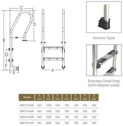 Лестница Emaux Mixta NSF315-S 3 ступени, AISI-304 толщиной 1.0 мм (88076702), цена - за 1 шт