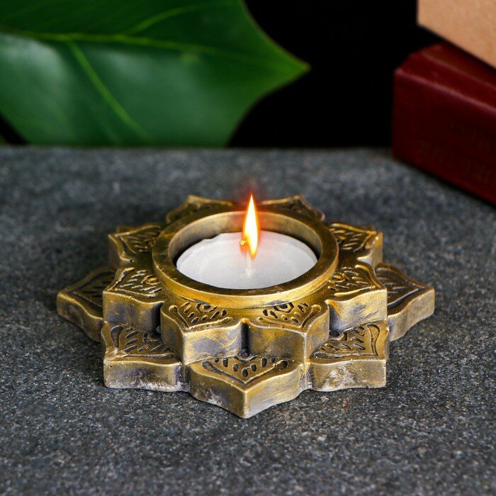 фото Подсвечник "Восточный мотив" старое золото, 10х2см