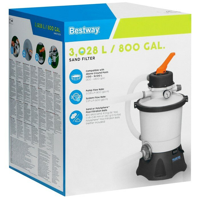 Фильтр-насос для бассейнов песочный, 220-240V, 3028 л/ч, 58515 Bestway - фотография № 7