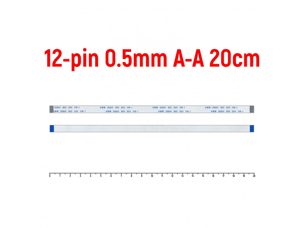 Шлейф тачпада для ноутбука Asus A52F A52J K52D PRO5IJ FFC 12-pin Шаг 0.5mm Длина 20cm Прямой A-A AWM 20624 80C 60V VW-1