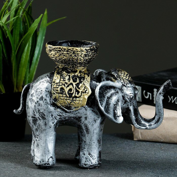Хорошие сувениры Подсвечник "Слон" серебро 13х19см - фотография № 3