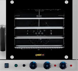 Печь конвекционная Crazy Pan CP-EC07FSR, 4.5кВт, 220В, 4 уровня, размеры камеры 460x370x350мм, пароувлажнение, вращающаяся тарелка