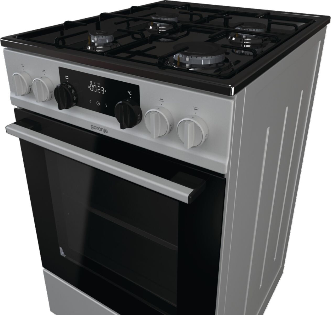 Газовая плита Gorenje K535S, электрическая духовка, без крышки, эмалированная сталь, серый и черн