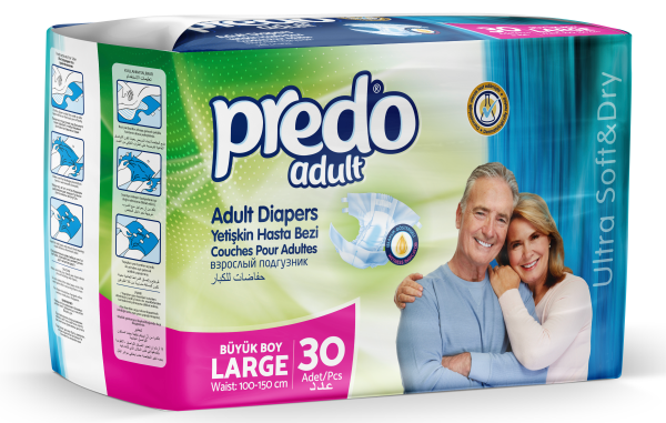 Predo Подгузники для взрослых Predo Large, объем талии 100-150 см, 30 шт.