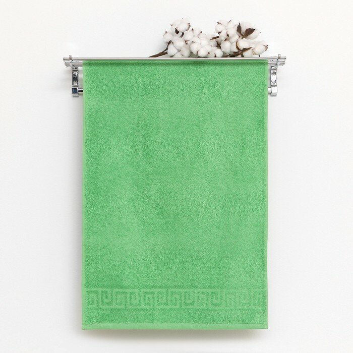 Полотенце махровое 40х70 см, классический зелёный, 430г/м, хлопок 100% - фотография № 1