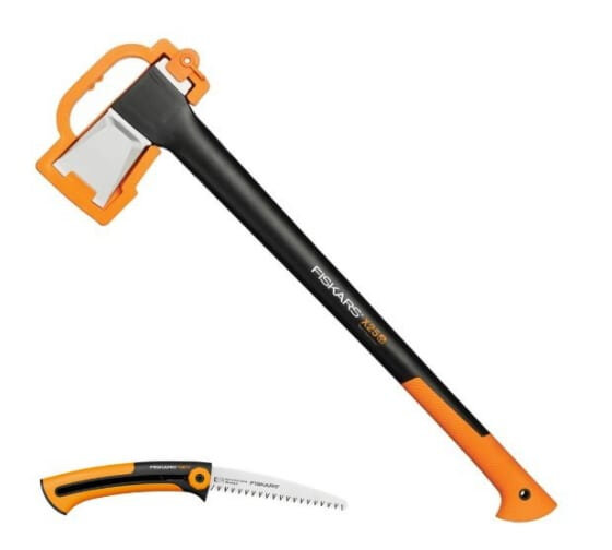 Топор Fiskars X25 большой черный/оранжевый в комплекте:пила (1025437)