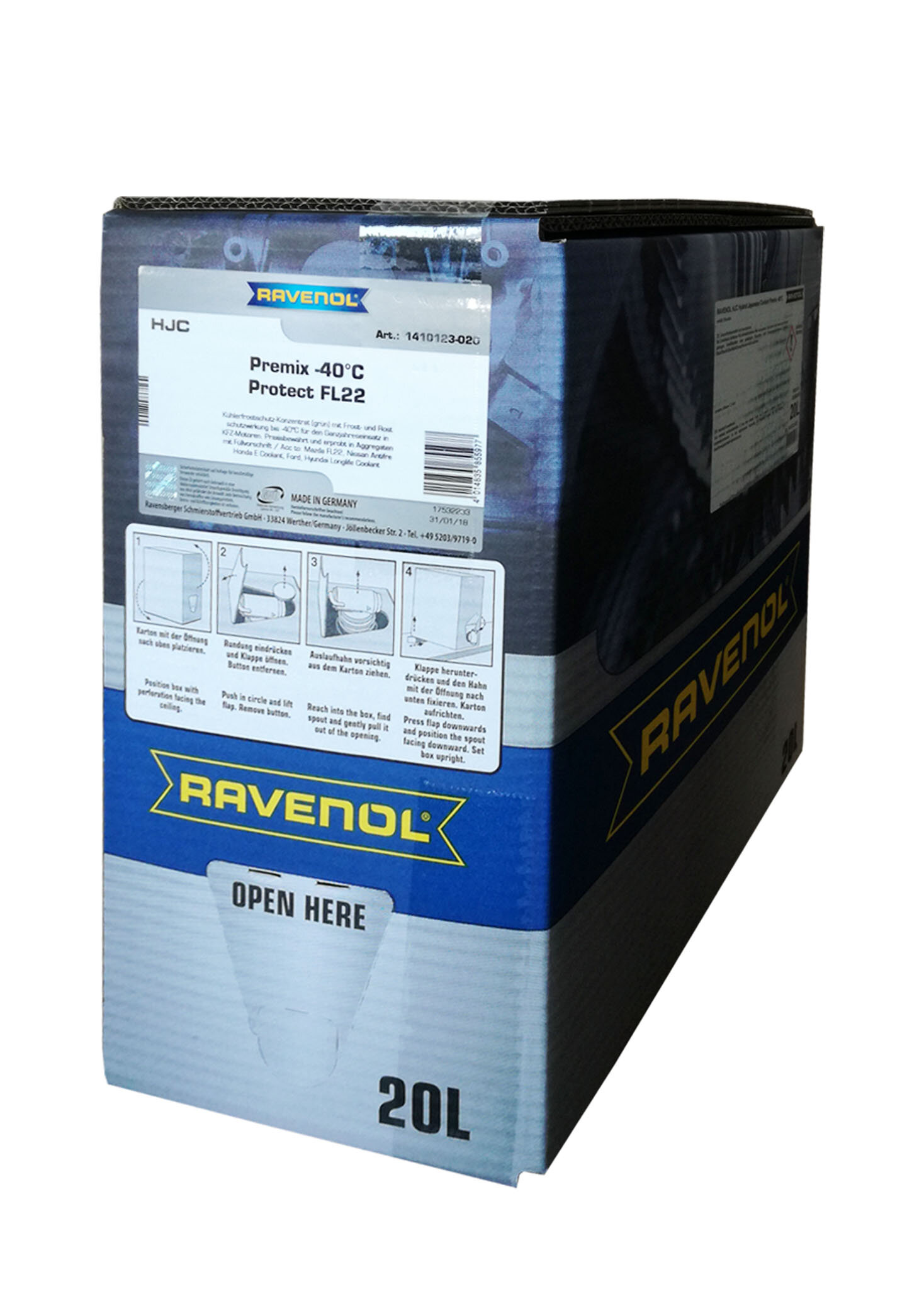 Ravenol антифриз готовый к прим. зеленый ravenol hjc hybrid japanese coolant premix -40c (20 л) ecobox 4014835855977