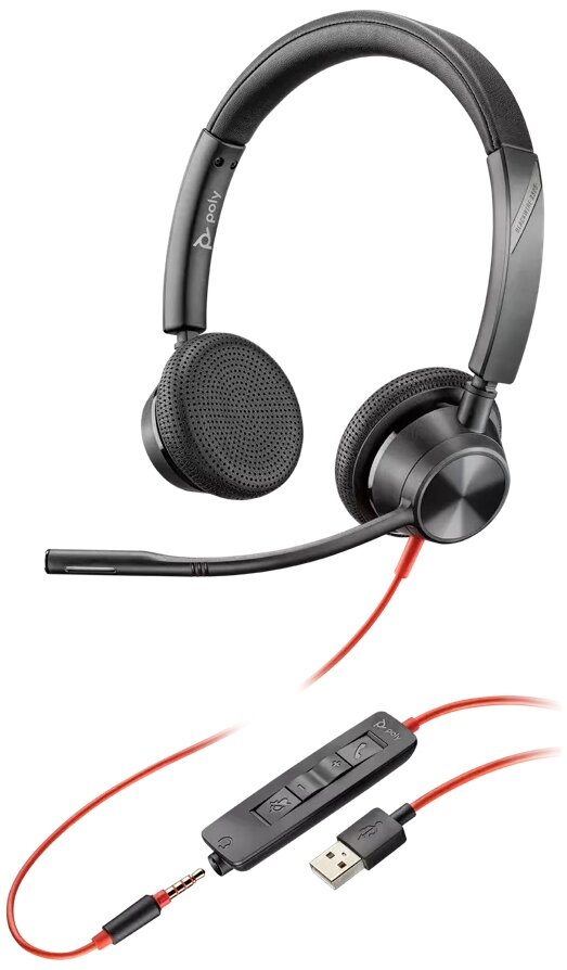 Гарнитура Plantronics Blackwire 3325 Microsoft Team 214016-01/ интерфейс подключения miniJack 3.5 мм,USB-A