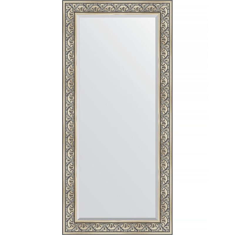 Зеркало Evoform Exclusive 170х80 BY 3606 с фацетом в багетной раме - Барокко серебро 106 мм - фотография № 1