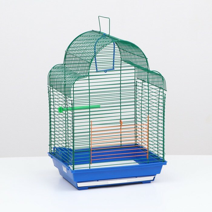 Клетка для птиц (с наполнением), 35 х 28 х 52 см, синий - фотография № 1