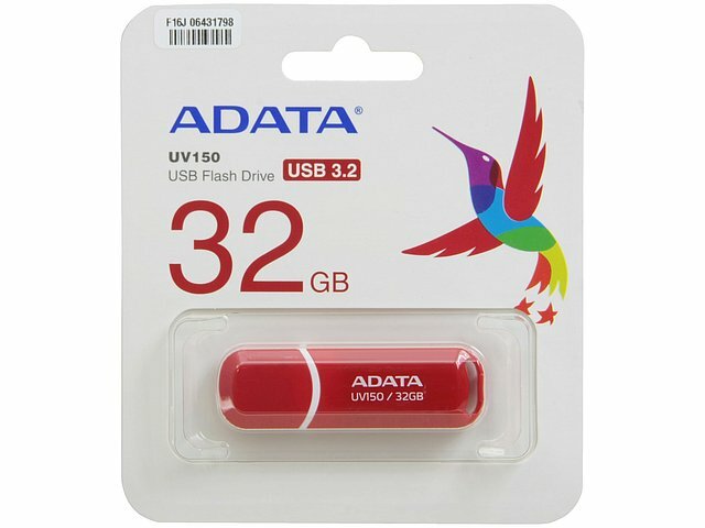 Накопитель USB flash ADATA Накопитель USB flash 32ГБ ADATA FlashDrive UV150 AUV150-32G-RRD, красно-белый (USB3.2)