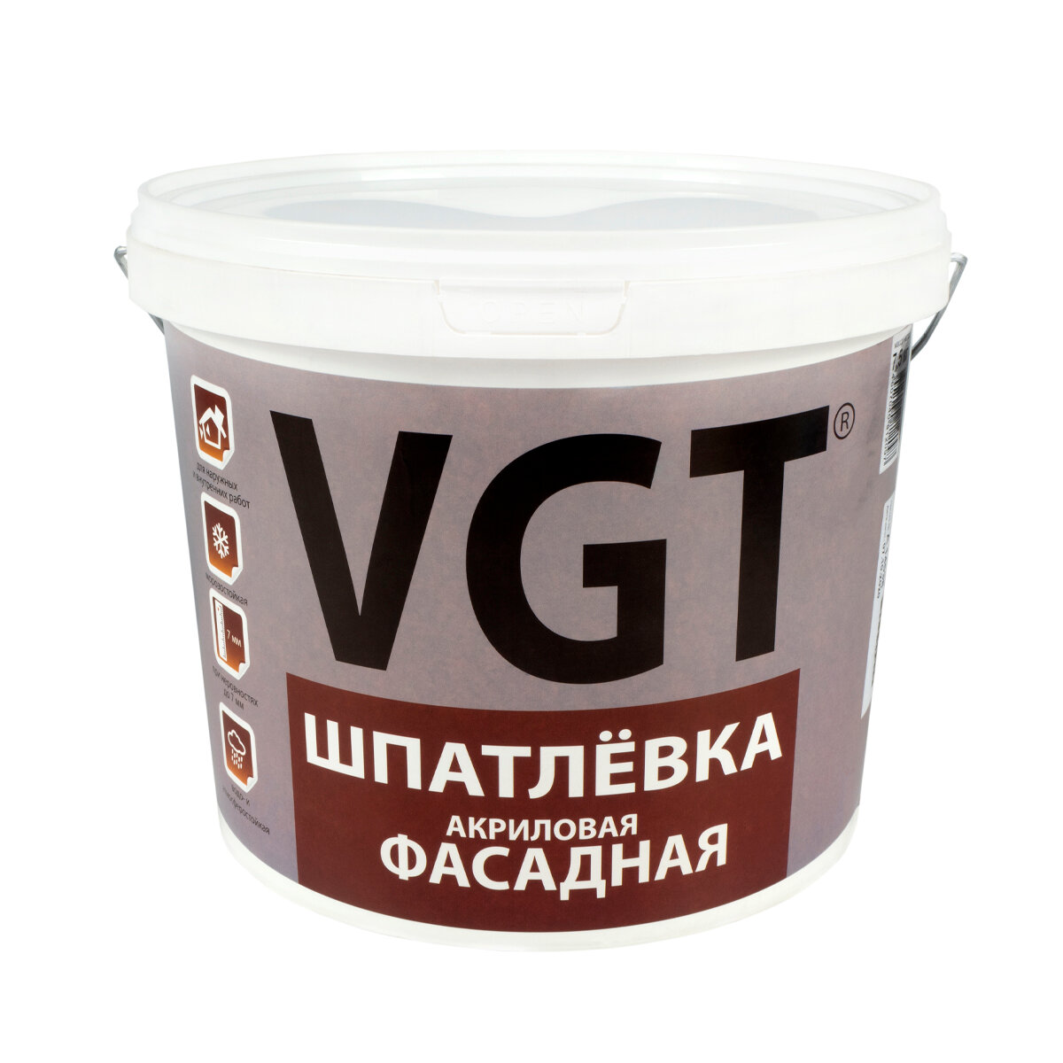 Предприятие ВГТ ООО Шпатлевка фасадная VGT, акриловая, 7,5 кг