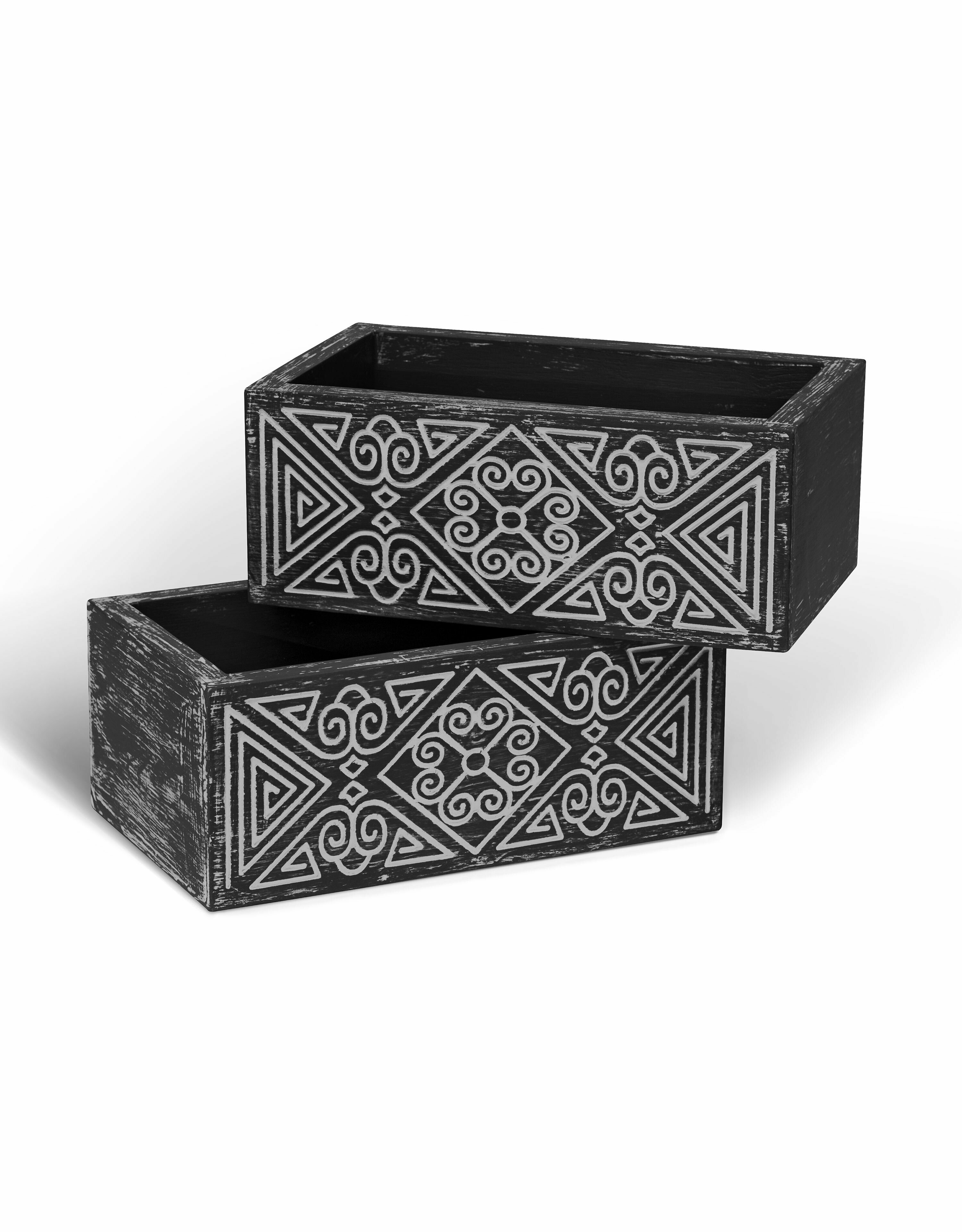 Деревянный ящик органайзер Papua Black для организации и хранения 30х18 см, короб для кухни, подставка для специй, кашпо для цветов - фотография № 6