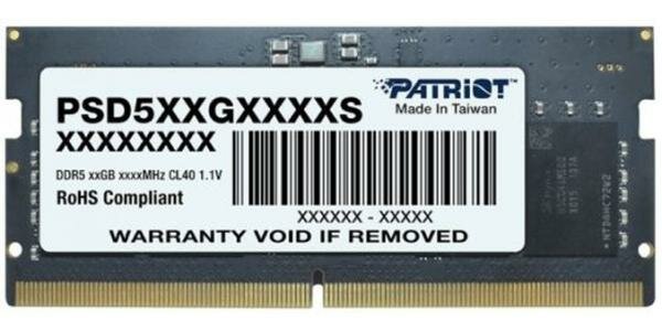 Оперативная память для ноутбука 8Gb (1x8Gb) PC5-44800 5600MHz DDR5 SO-DIMM CL46 Patriot Signature PSD58G560041S