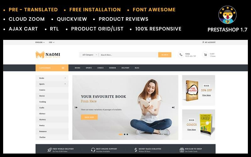 Naomi Book Store Тема PrestaShop