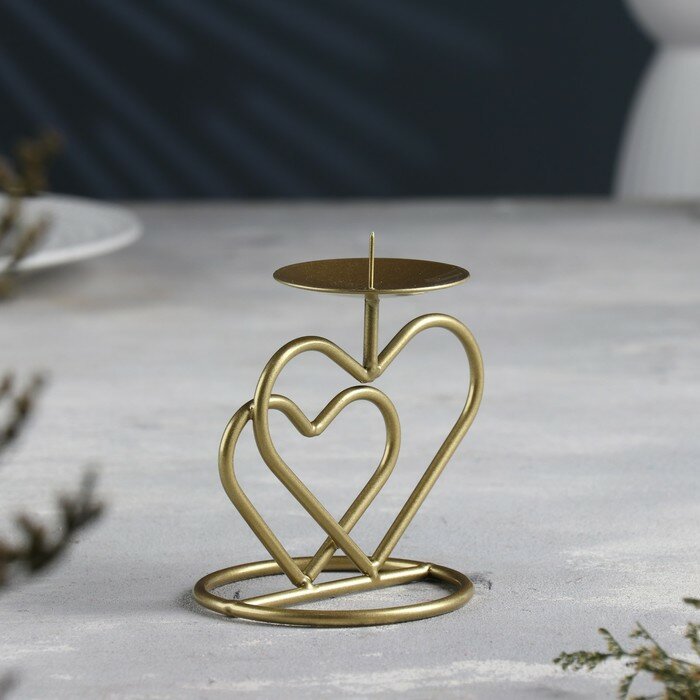 Подсвечник "Валентин 3" металл на одну свечу, 10х10,7 см, золотой - фотография № 3