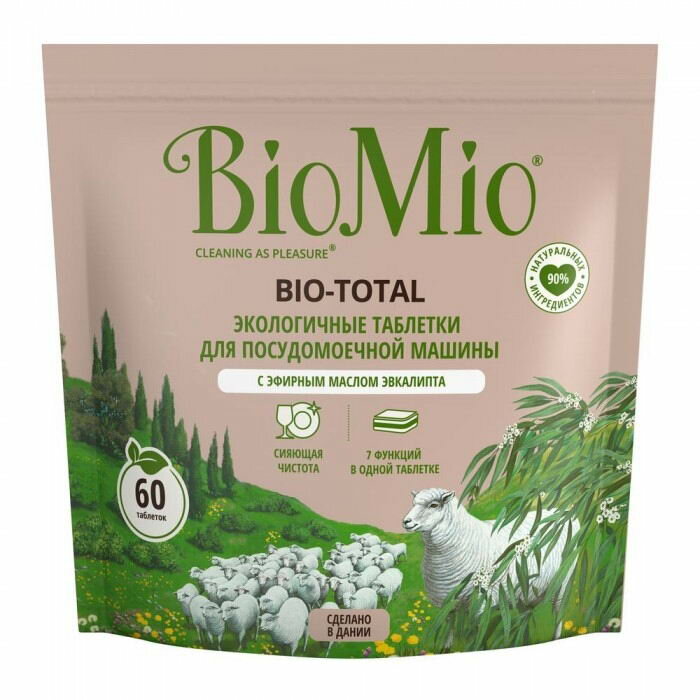 Таблетки для посудомоечной машины BIO MIO Bio-Total Эвкалипт 60шт 7640168934248 - фотография № 1