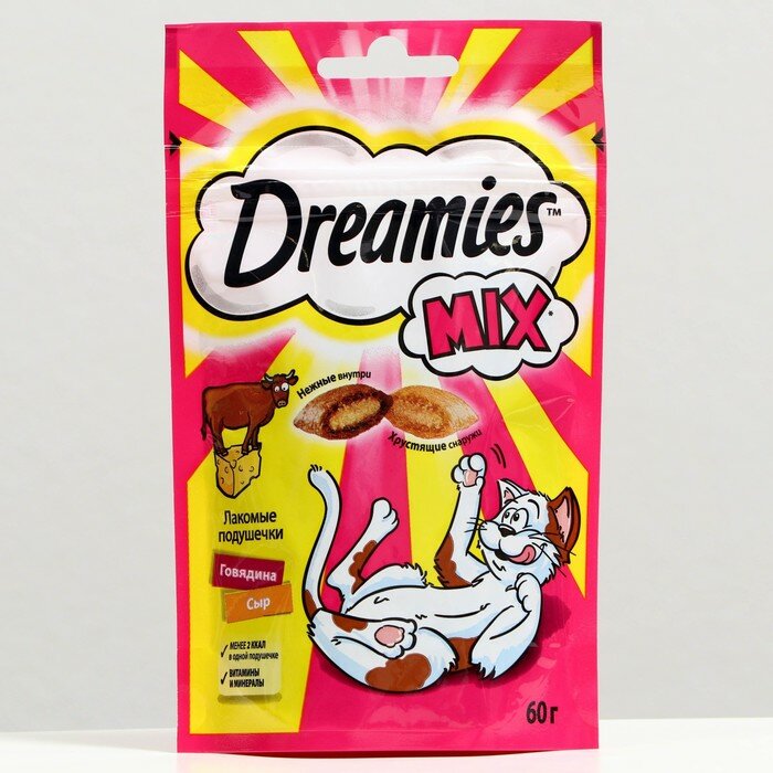 Dreamies Лакомство Dreamies Mix для кошек, говядина/сыр, 60 г - фотография № 1