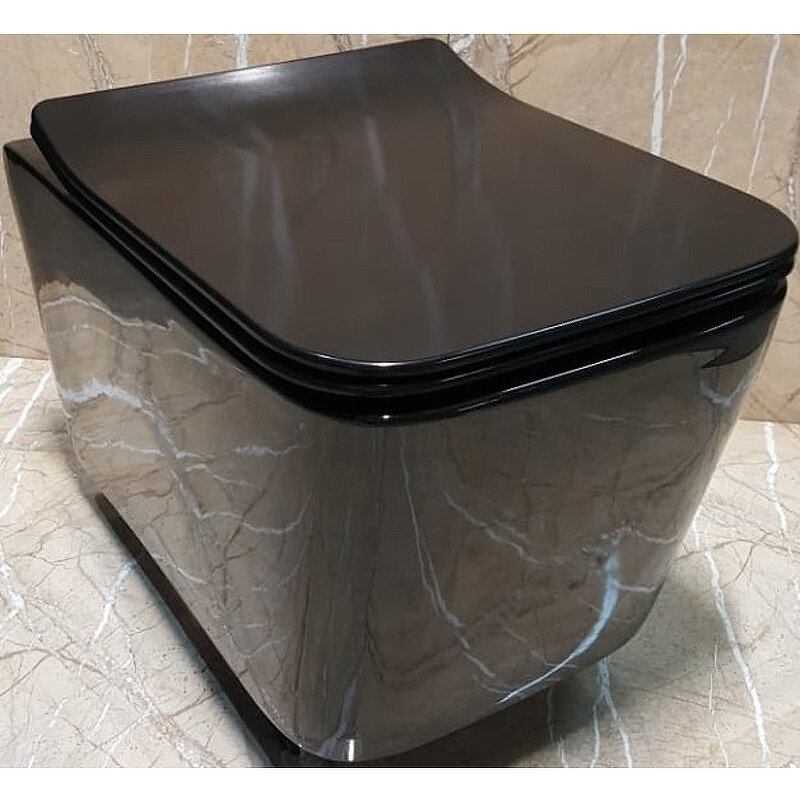 Унитаз подвесной CeramaLux NS5170-18 с сиденьем микролифт, цвет черный