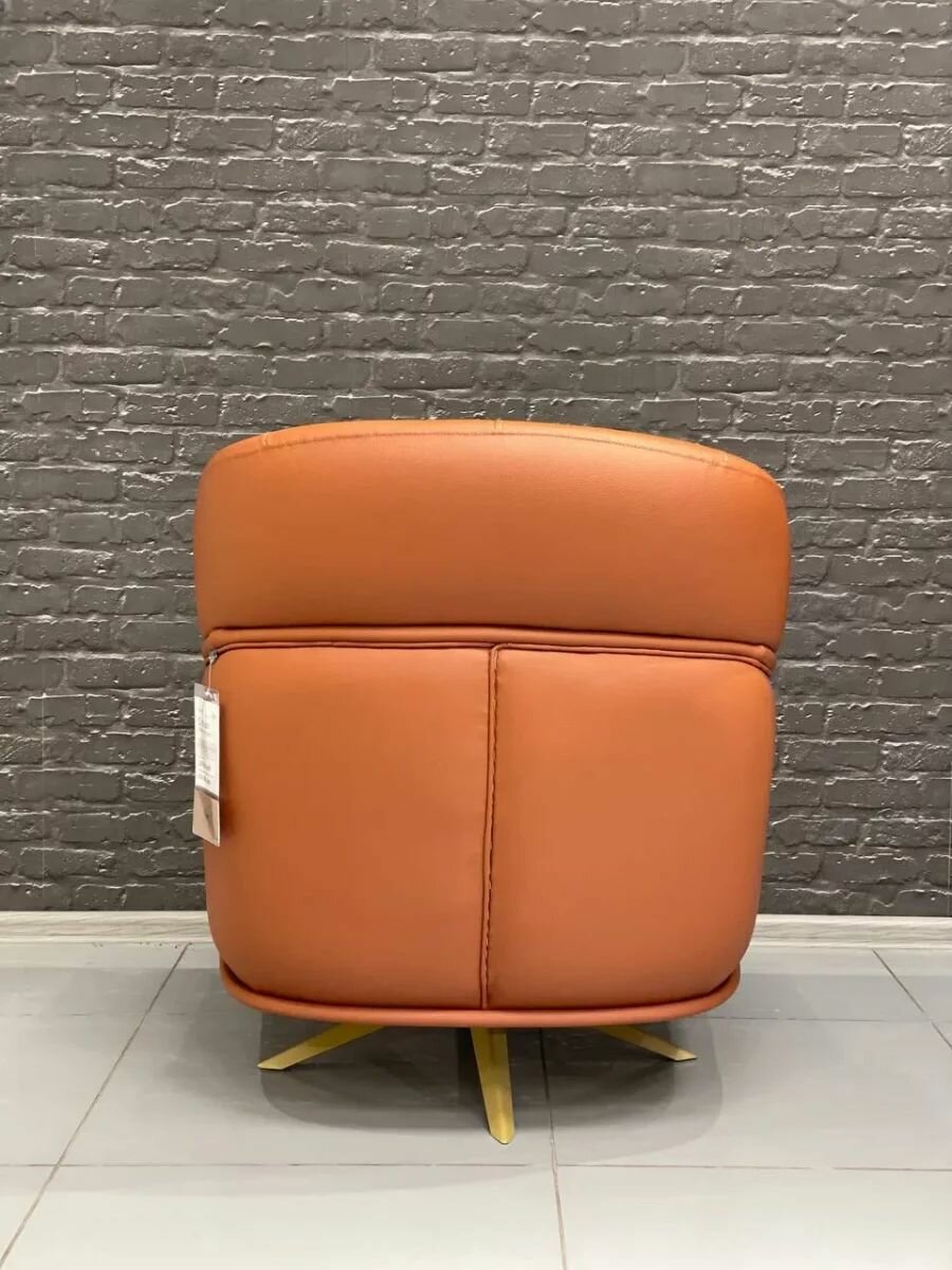 Кресло Carbon/металл, массив, искусственная кожа/коричневый, золотой/80x88x92 см - фотография № 3
