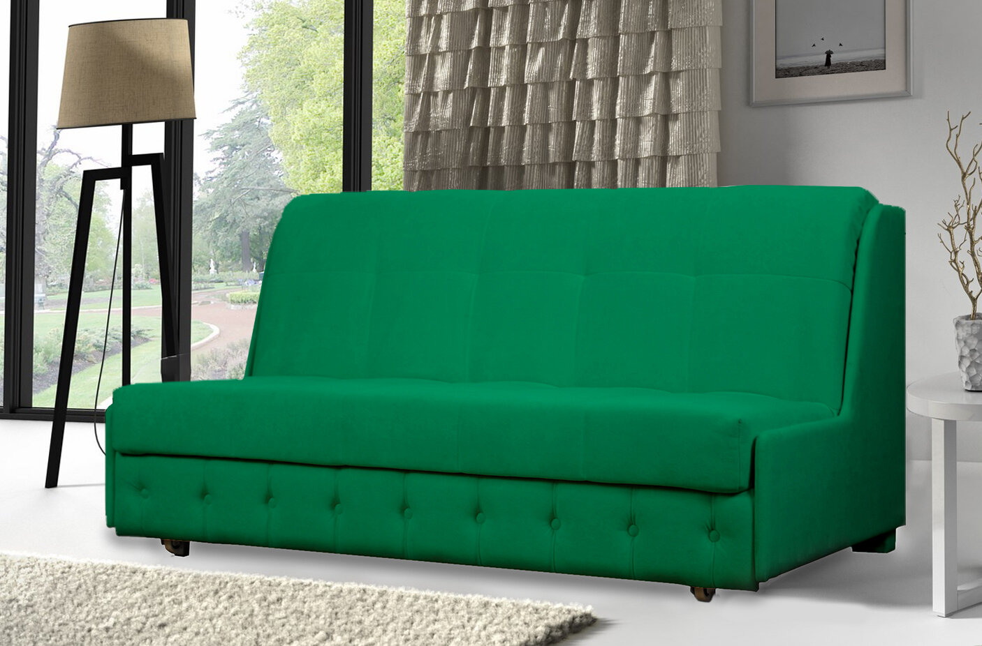 Диван раскладной Аккорд (140) цвет зеленый МФ Валерия - фотография № 1