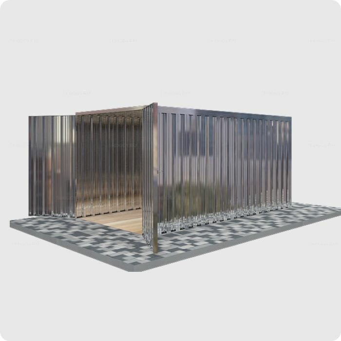 Хозблок металлический SKOGGY 4м, с плоской крышей, торцевой дверью и полом - фотография № 3