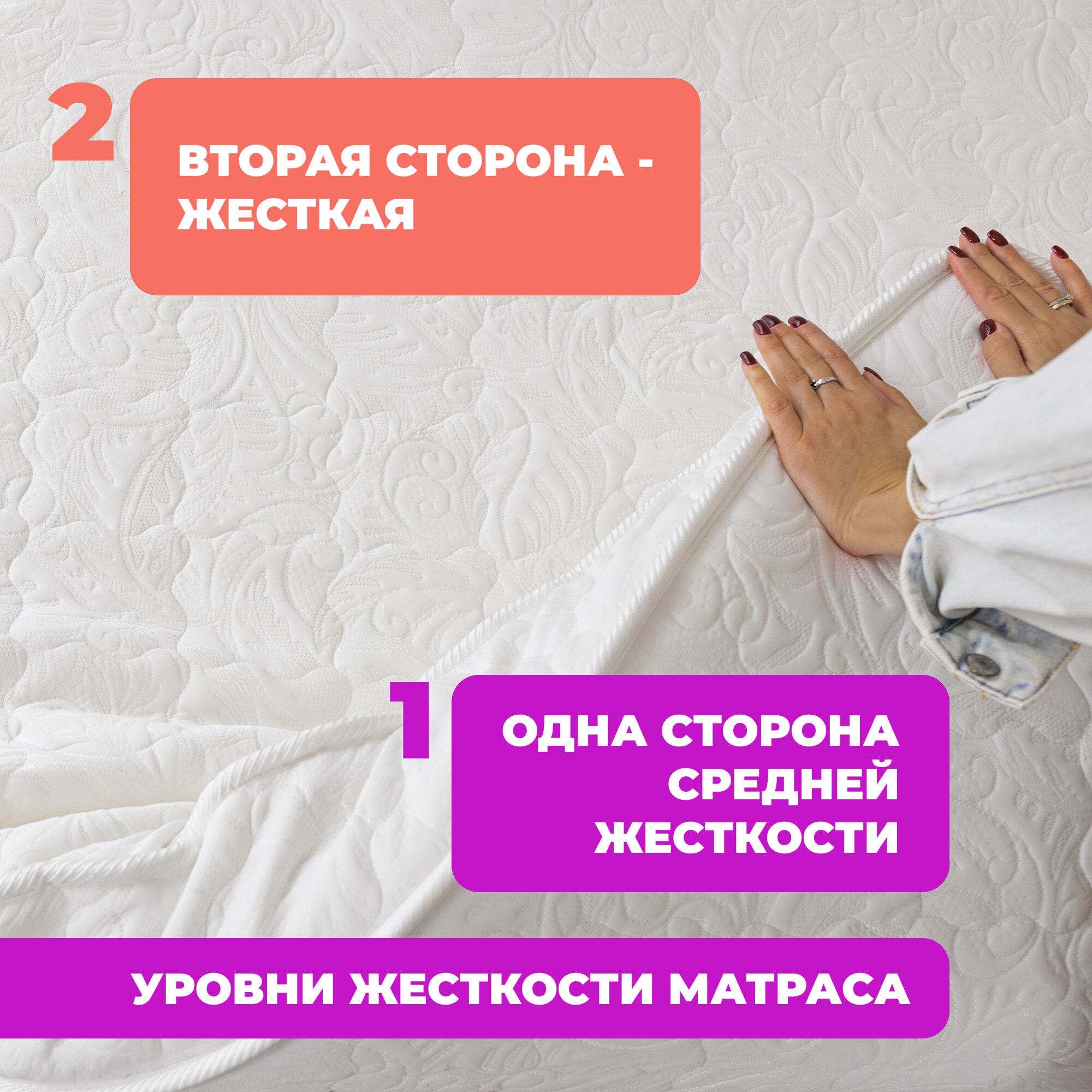 Односпальная кровать Милена Белая с матрасом Лайт, 90х200 см - фотография № 8