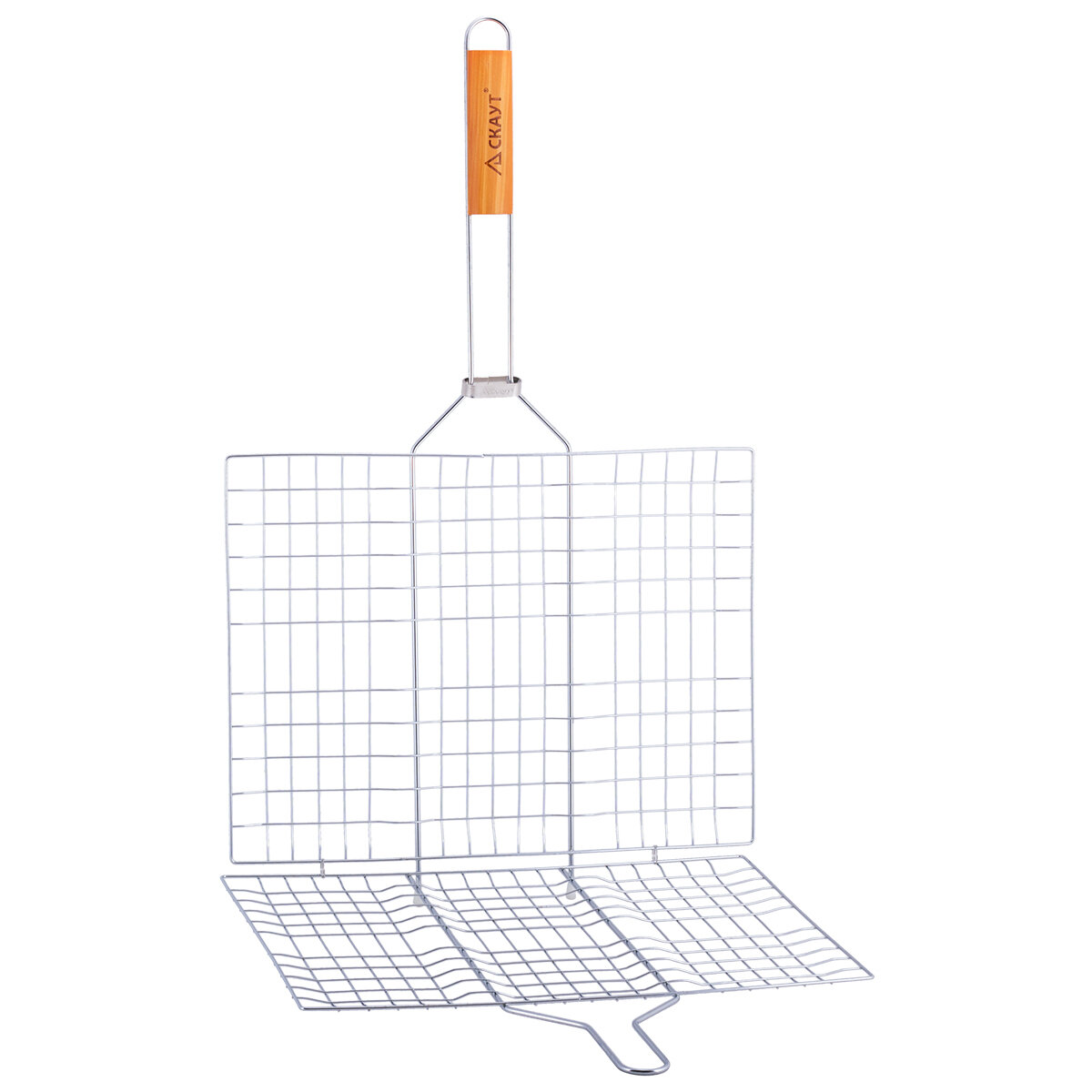 Решетка для гриля 40*30*2см с деревянной ручкой скаут. - фотография № 2