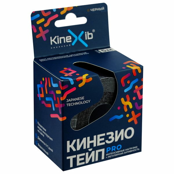 Кинезио-тейп Pro, 5 м x 5 см, чёрный