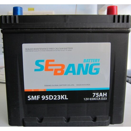 Аккумулятор SEBANG SMF 95D23KL обратная полярность 75 Ач