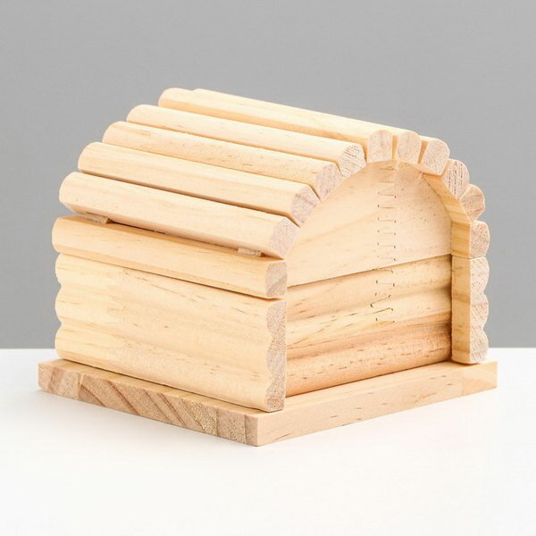 Домик для грызунов деревянный, 11 x 10 x 9 см - фотография № 3
