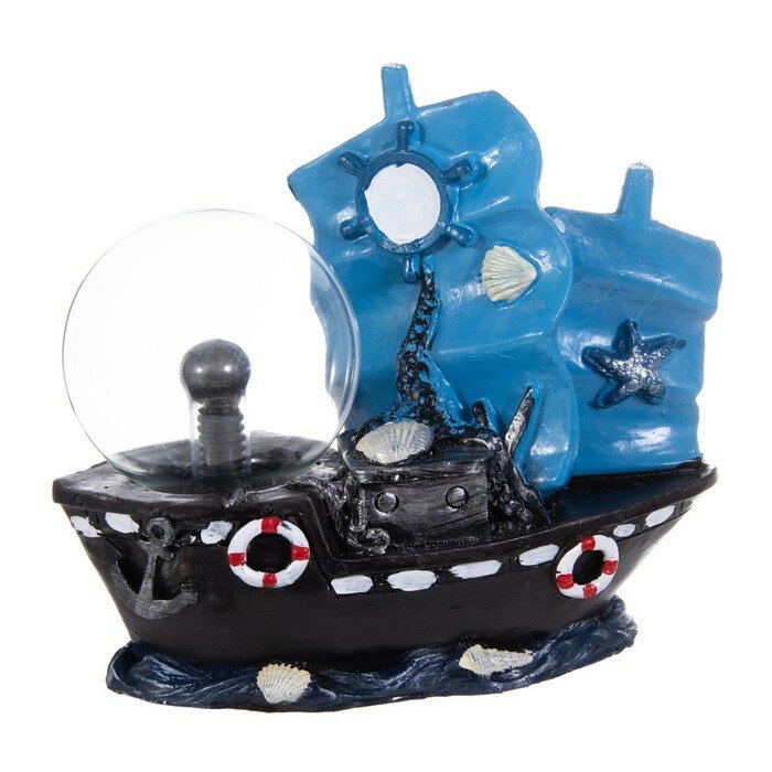 Плазменный шар "Корабль" синий 25х10х22 см RISALUX - фотография № 10