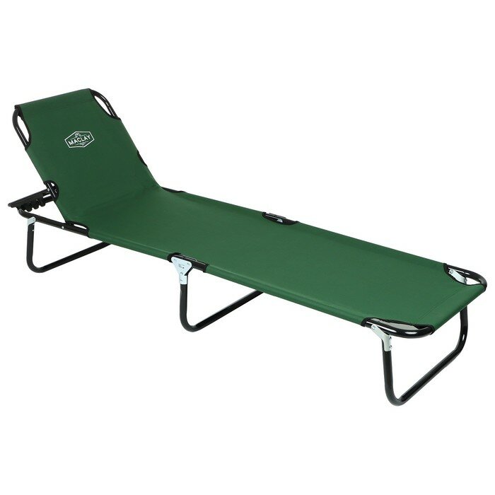 Раскладушка туристическая Maclay, с регулируемой спинкой, 191х55х28 см, цвет зелёный