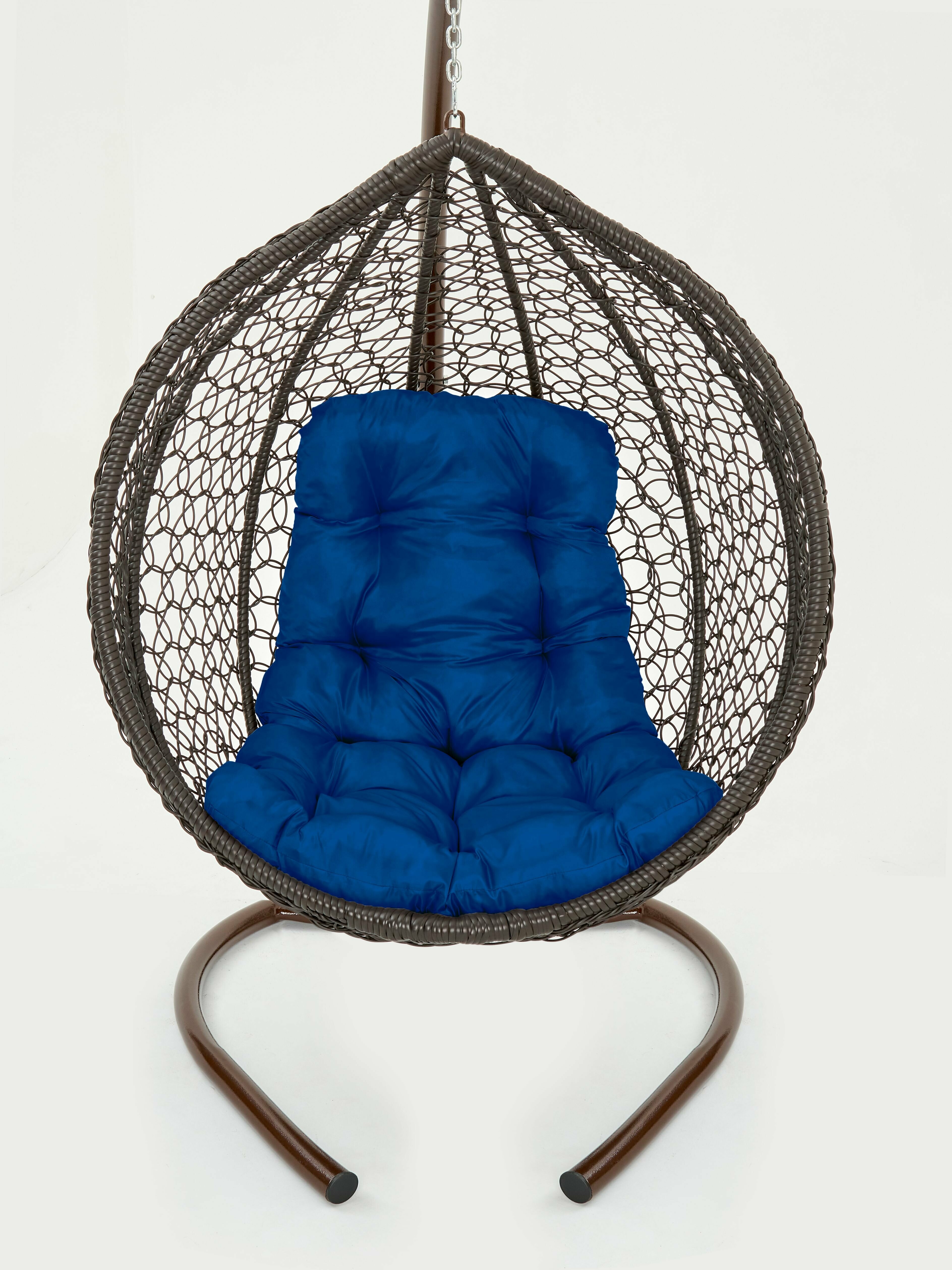 Подвесное кресло кокон садовое Barberries Yova Bubble Plus. Стойка венге до 125 кг, подушка трапеция синяя - фотография № 3