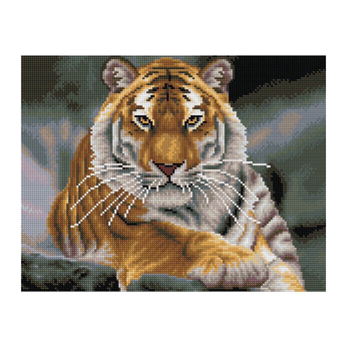 Алмазная мозаика ТРИ совы "Тигр" 30*40см холст картонная коробка с пластиковой ручкой