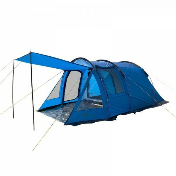 Туристическая 3-местная палатка шатер для кемпинга Terbo Mir 1-909, двухслойная с большим тамбуром, синяя