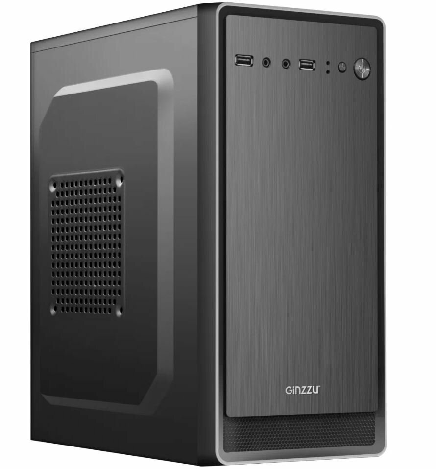 Корпус MiniTower Ginzzu B180, mATX, 2xUSB2.0, черный, 450W, 120мм