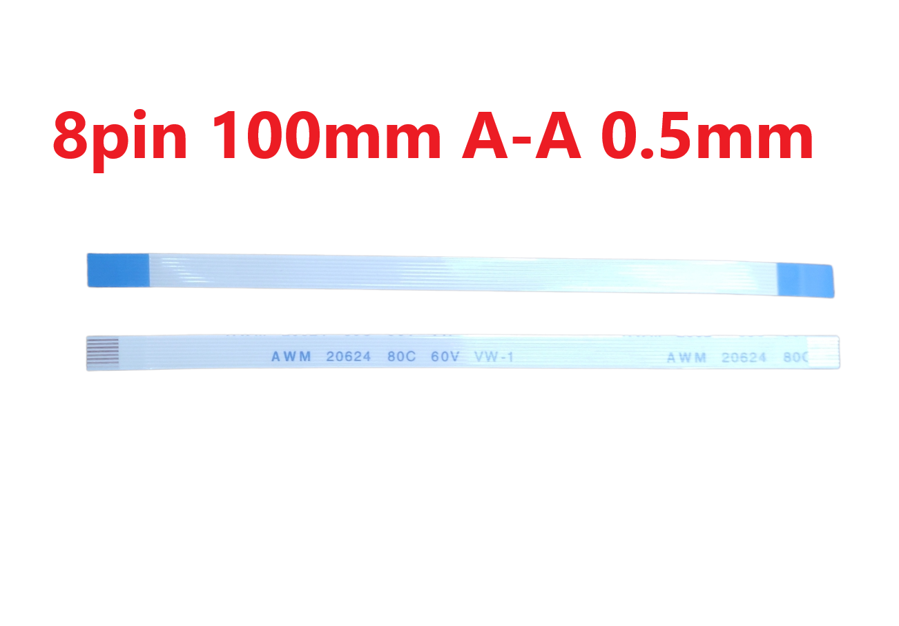 Шлейф FFC 8-pin Шаг 0.5mm Длина 10cm Прямой A-A AWM 20624 80C 60V VW-1