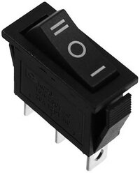 Кнопка - выключатель, трехпозиционный, 250 Вт, 15 А, 3 с, черный с нейтралью для дома
