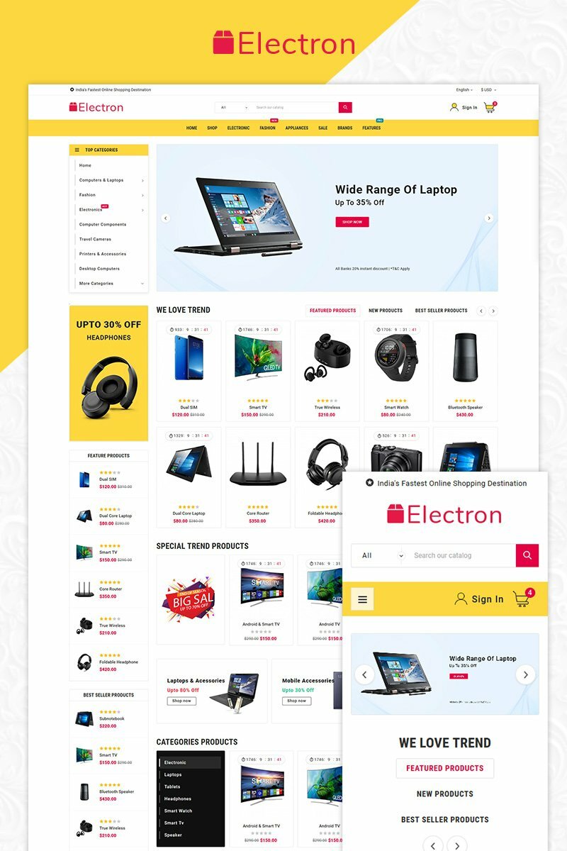 Шаблон OpenCart Electron - Electronics Mega Store