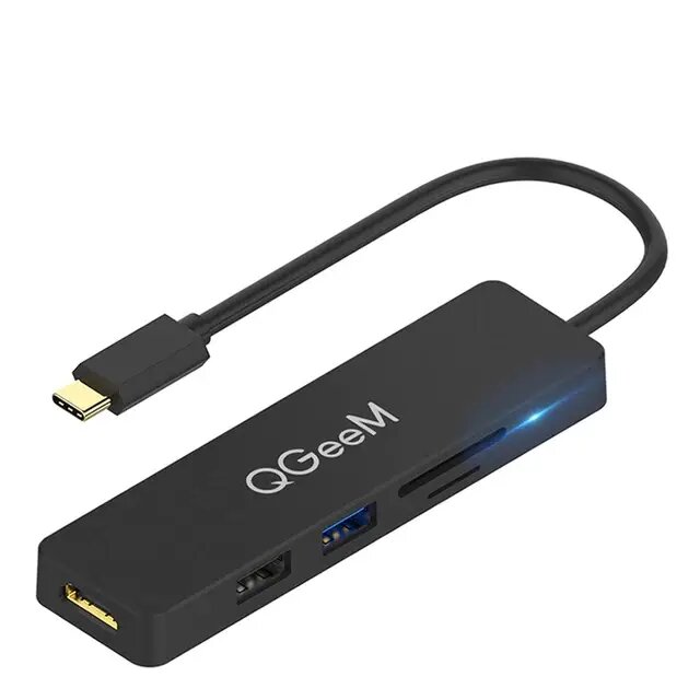 Картридер-разветвитель QGeeM USB 5-в-1 SD/microSD/USB 3.0/USB 2.0/HDMI