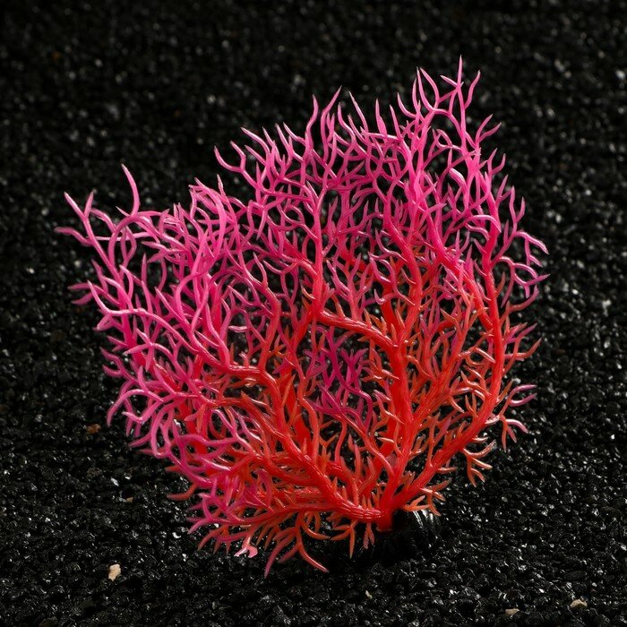Растение искусственное аквариумное, светящееся, 15 см, красное - фотография № 3