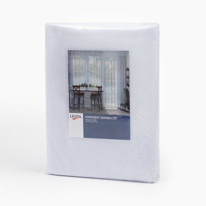 Лента Комплект тюли для окон с балконной дверью, ( для окна 340х165 см, для двери 170х250 см), цвет белый 100% полиэстер - фотография № 3