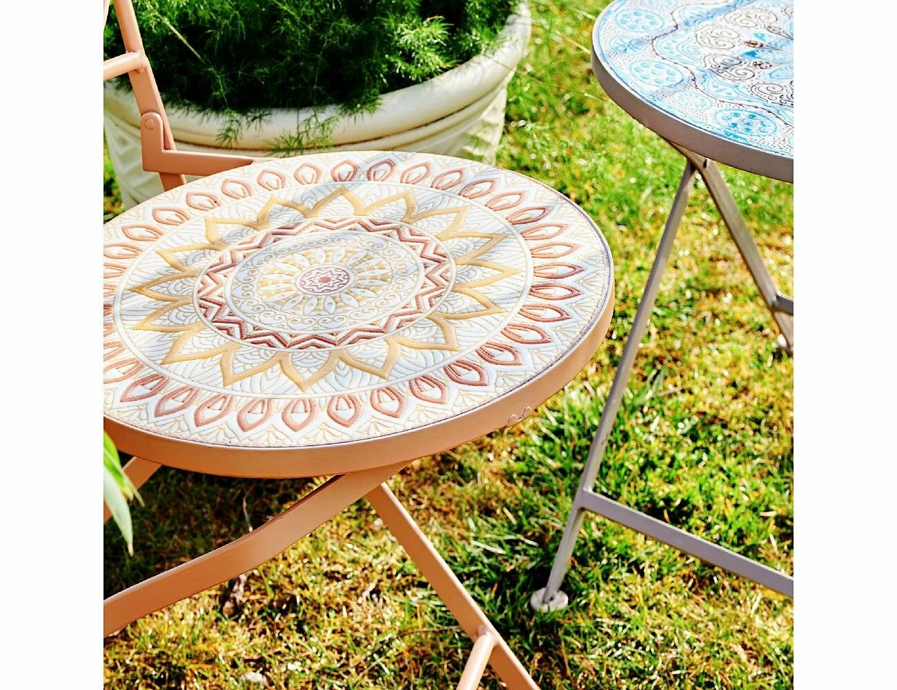 Садовый стул с мозаикой TURKISH ROMANCE, складной, металл, керамика, 93х46х39 см, Kaemingk - фотография № 4