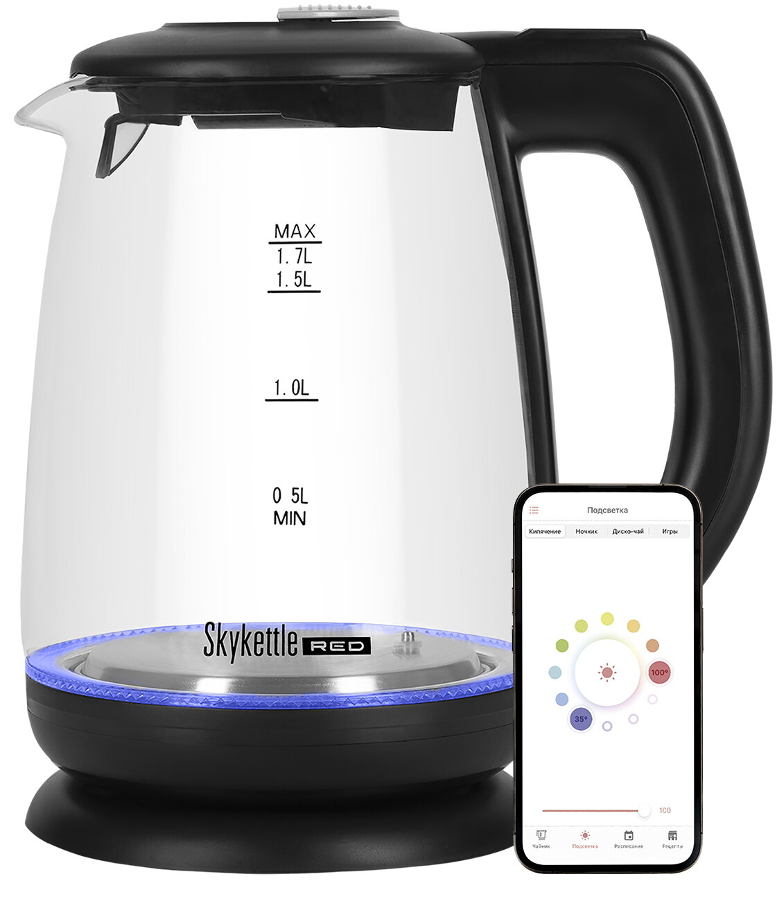 Чайник электрический Red Solution RK-G212S SkyKettle черный, стекло (RK-G212S) - фото №1
