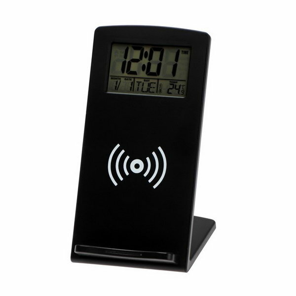 Термометр Luazon LTR-02, электронный, 10 Вт, будильник, беспроводная зарядка, черный - фотография № 3